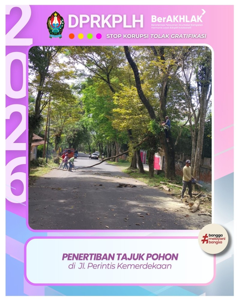 Petugas RTH DPRKPLH Temanggung Tata Vegetasi Jalan Temanggung