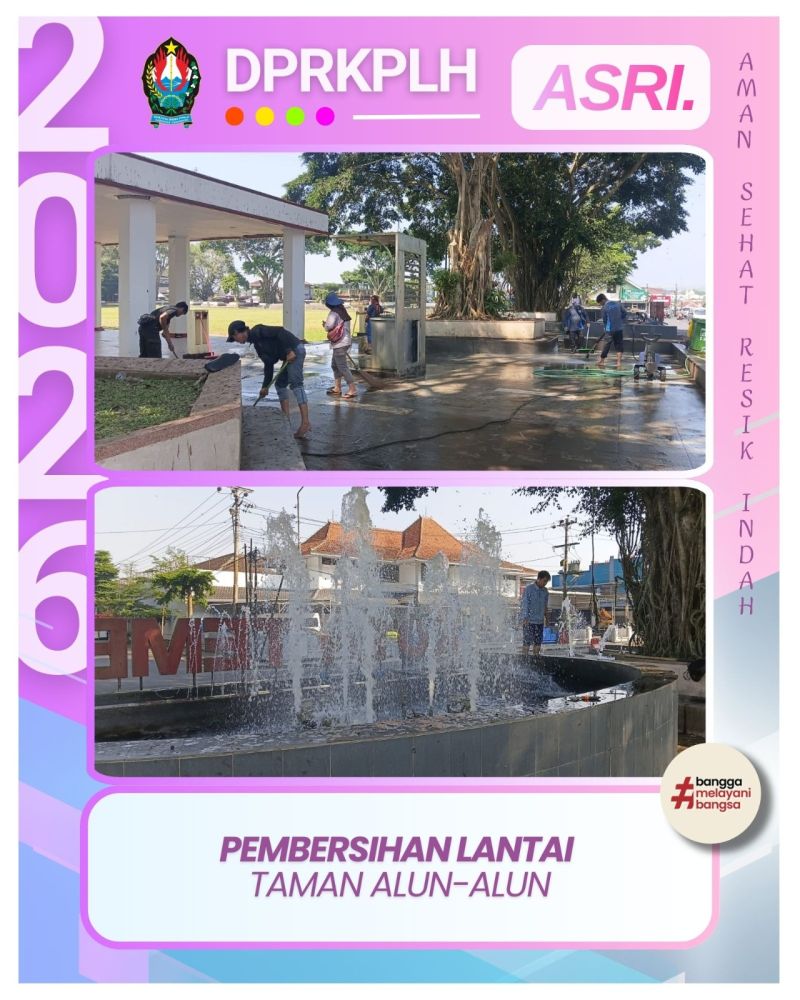 DPRKPLH Temanggung Sterilkan Alun-Alun Temanggung dari Jatan Biji Beringin