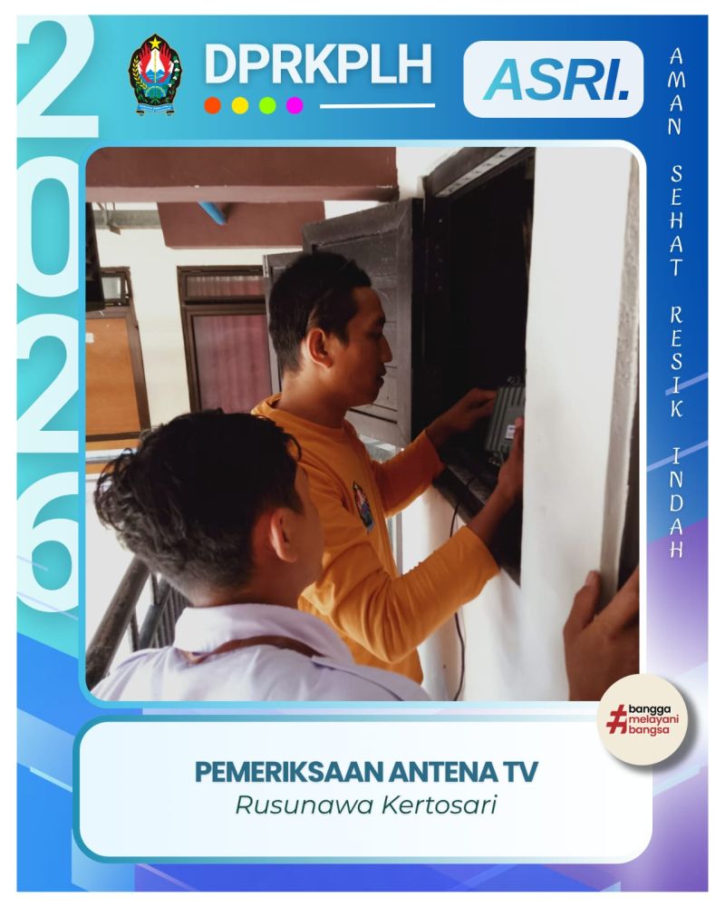 DPRKPLH Temanggung Lakukan Perawatan Berkala Fasilitas Siaran TV di Rusunawa Kertosari