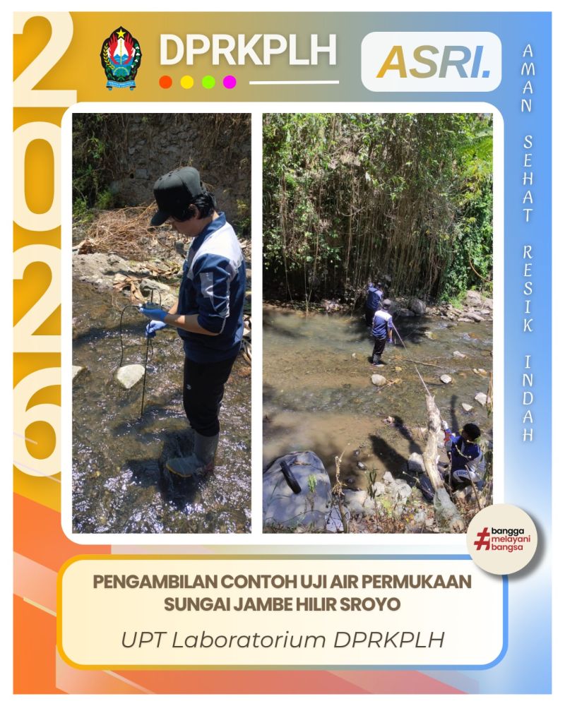 UPT Laboratorium DPRKPLH Temanggung Ambil Contoh Uji Air Permukaan di Sungai Jambe Hilir