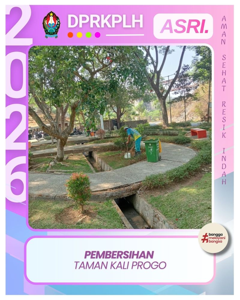 Rawat Fasilitas Publik, DPRKPLH Bersihkan Area Taman Kali Progo